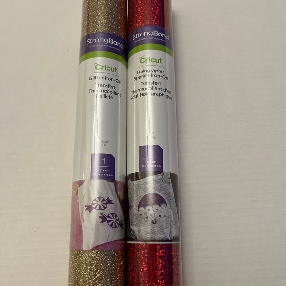 Cricut Other - Cricut Glitter and Holographic Iron-On Rolls - Gold and Red
